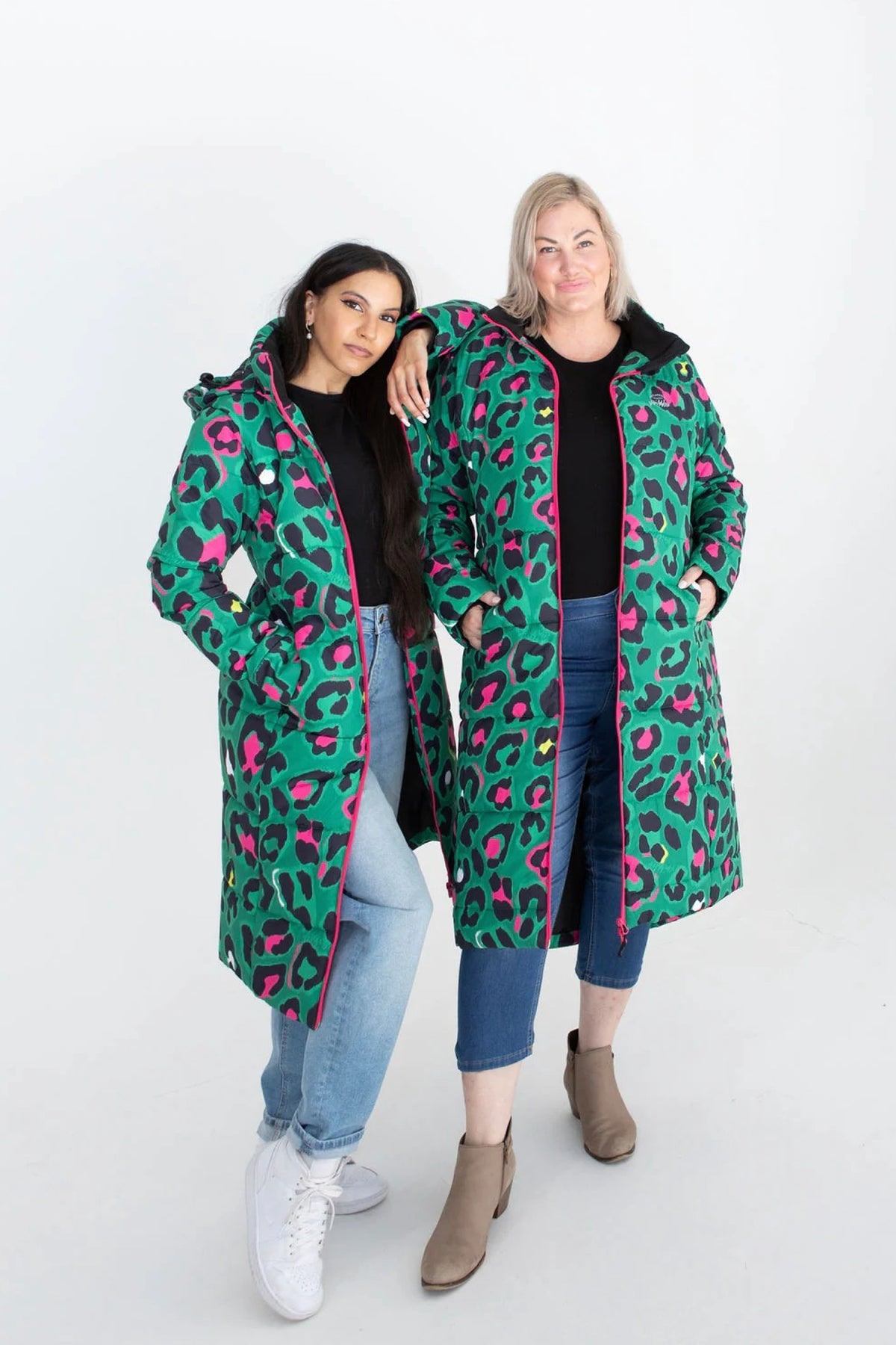 Leopard Pop Waterproof Longline Puffer Coat