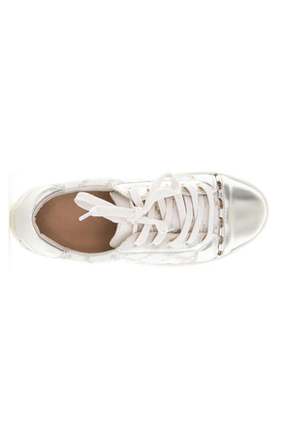 Pleat Gold and Cream Sneaker