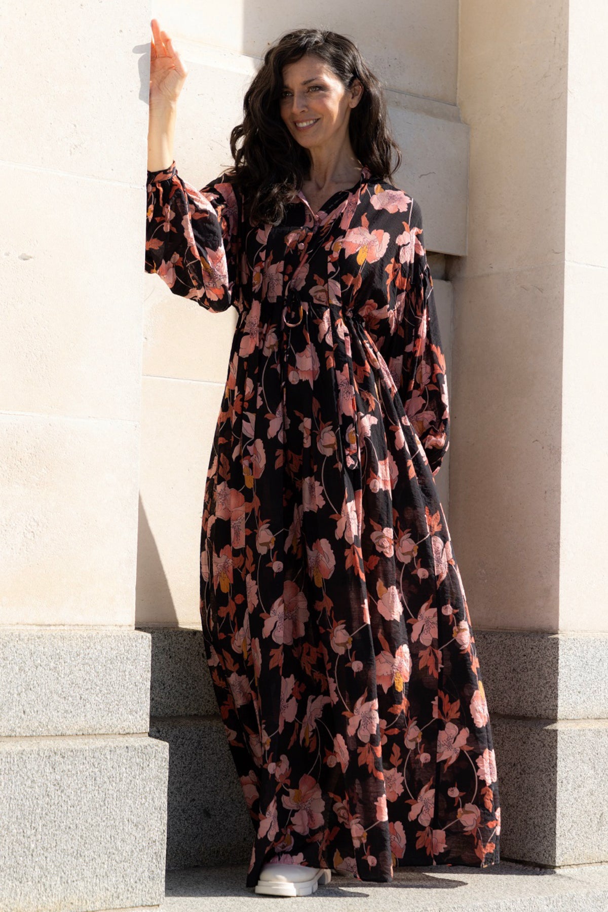 Botanical Maxi Dress Black Floral Viscose