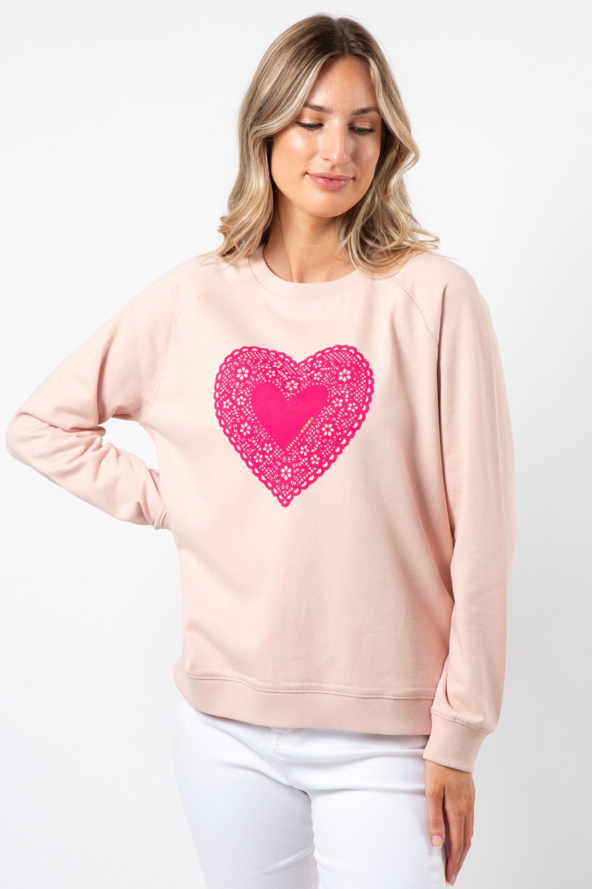 Classic Sweater Neon Doily Heart