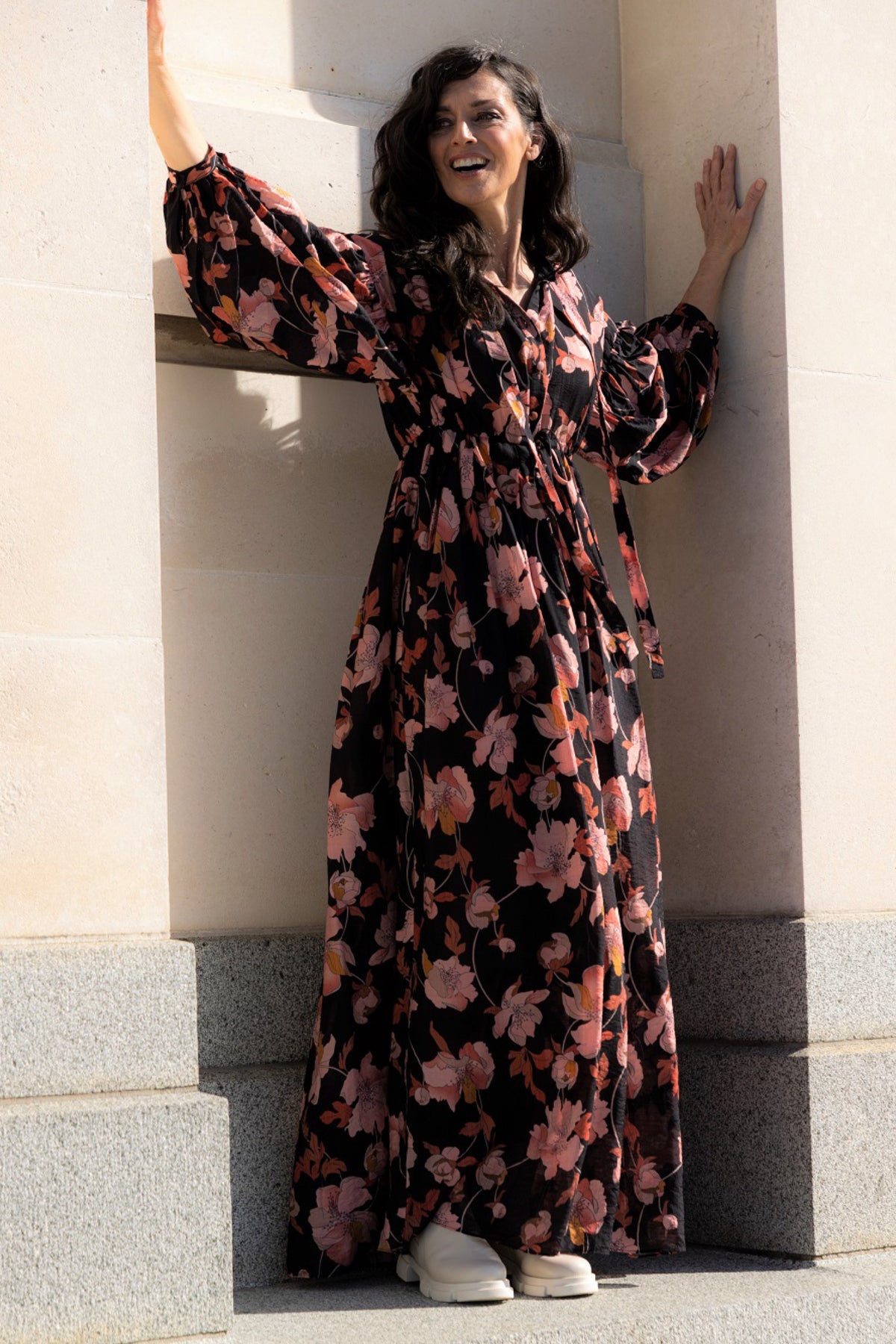 Botanical Maxi Dress Black Floral Viscose