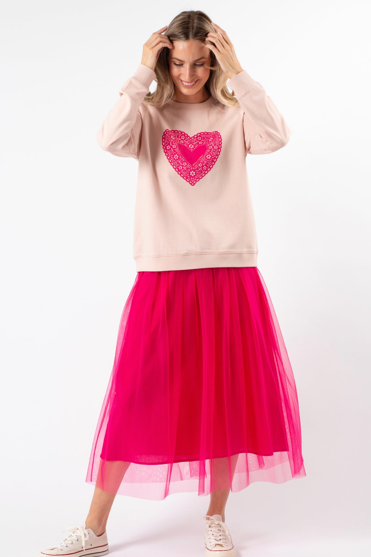 Classic Sweater Neon Doily Heart