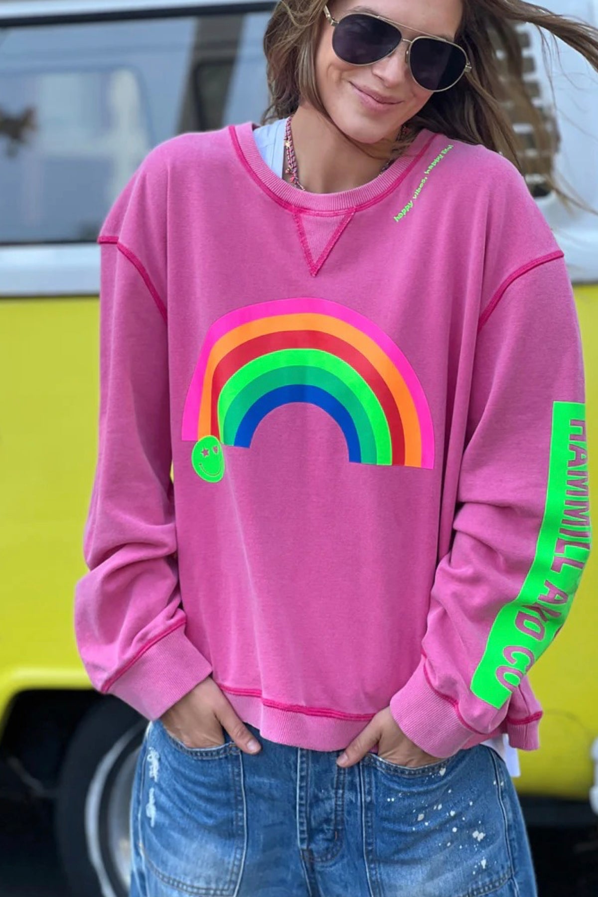 Vintage Rainbow Sweat Washed Pink - PREORDER DUE END FEB