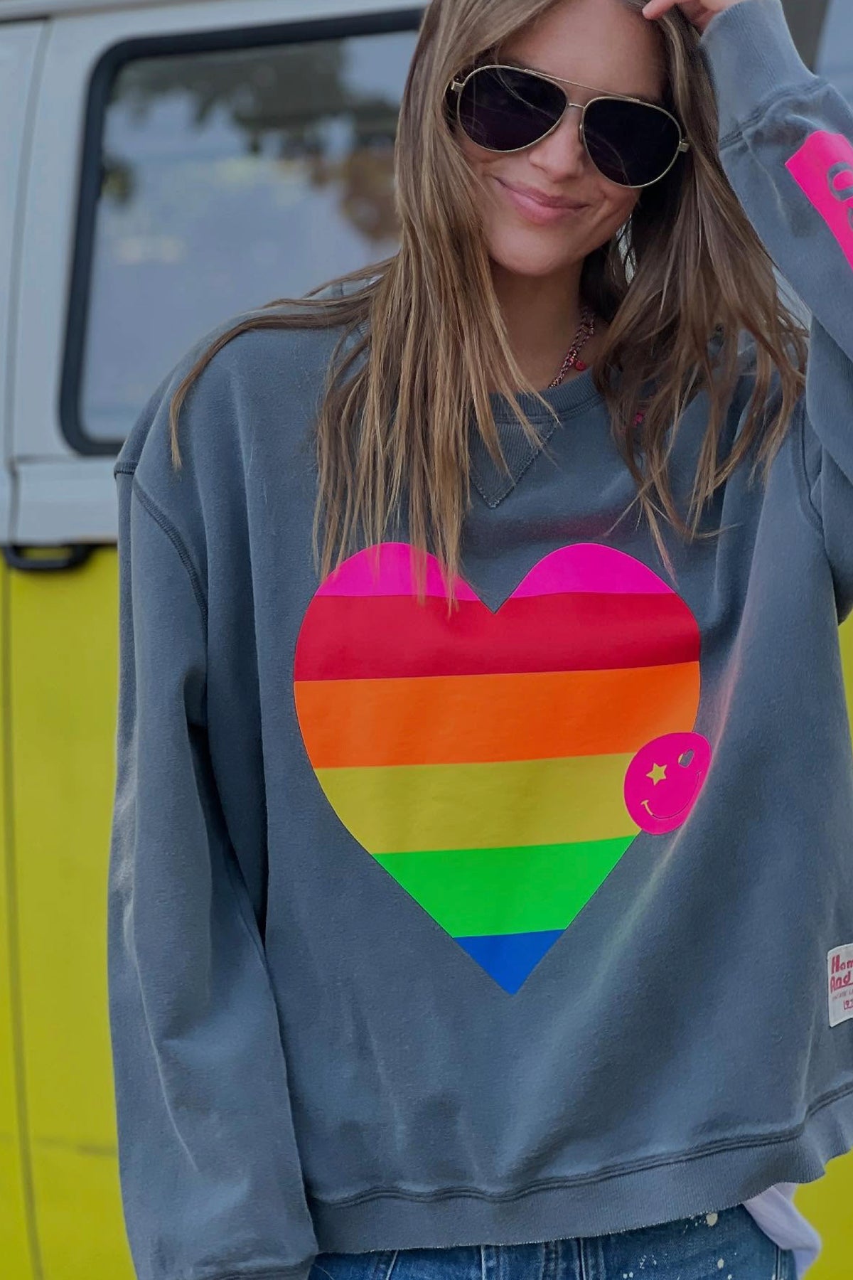 Vintage Heart Sweat Charcoal