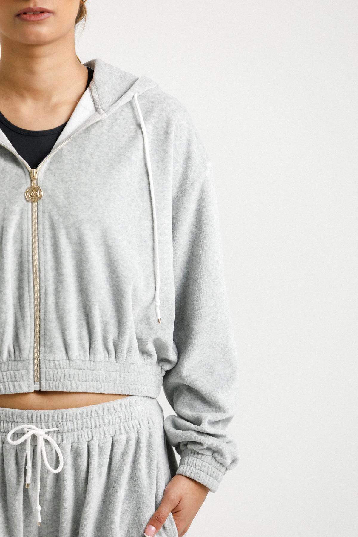 Emery Hoodie Stone Velour