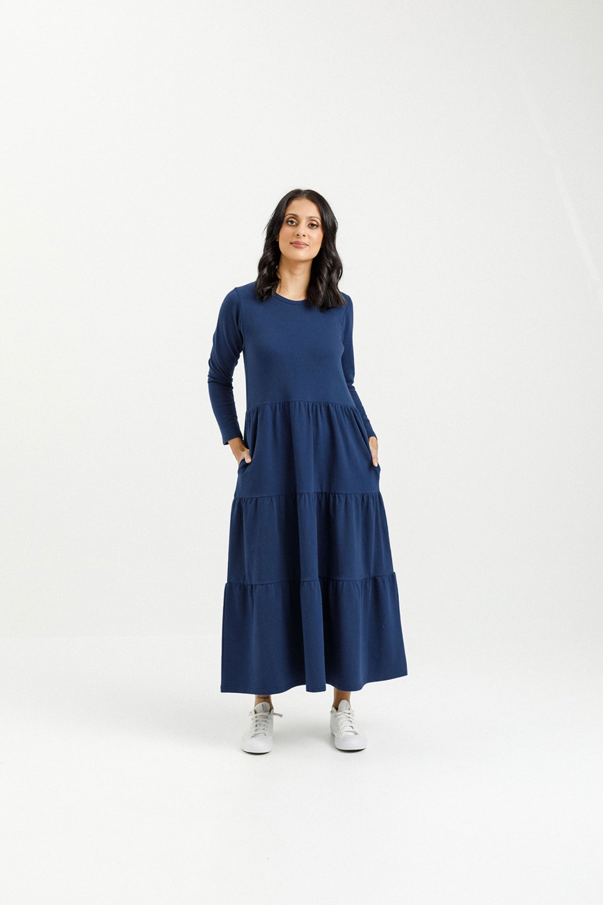 Long Sleeve Kendall Dress Indigo Blue