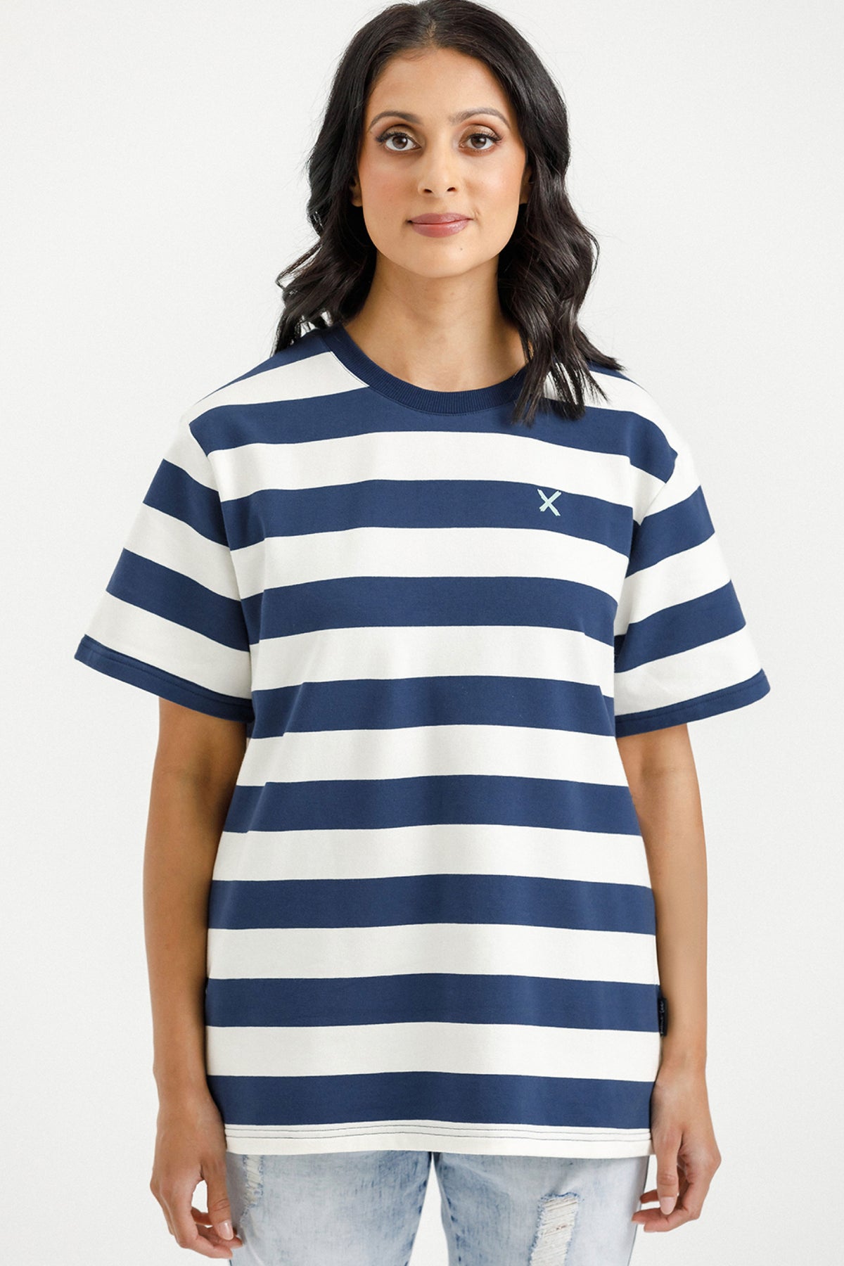 Chris Tee Indigo Blue Stripe With Mini X