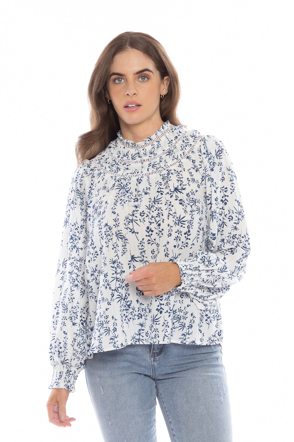 Delilah Top Blue Trellis