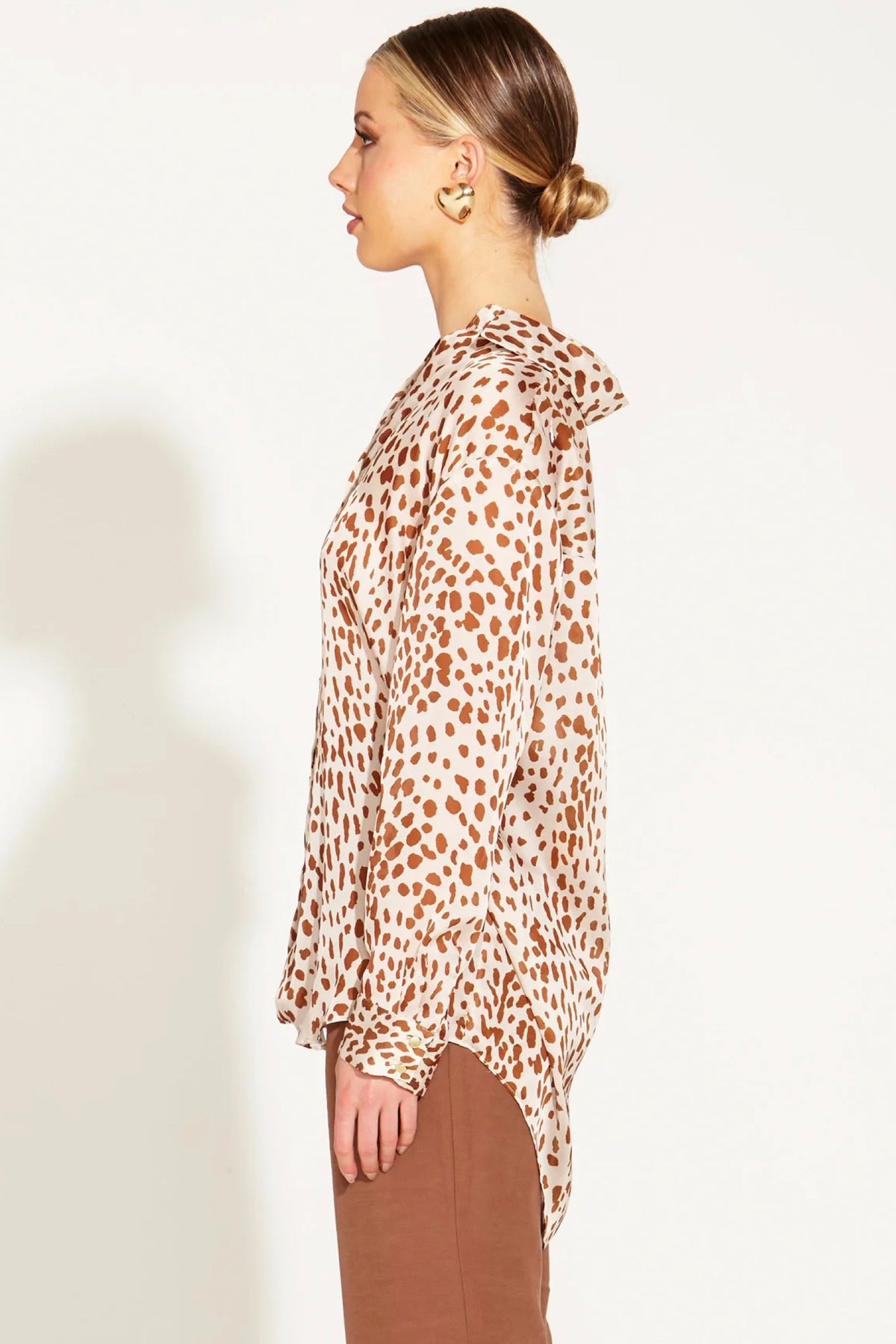 True To Life Collared Shirt Giraffe Print