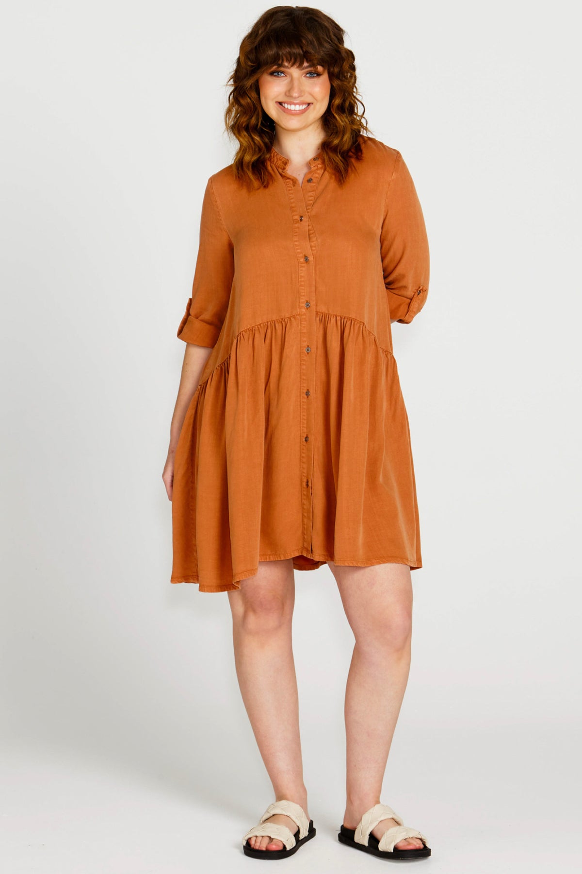 Zahlia Shirt Dress Sandy Tan