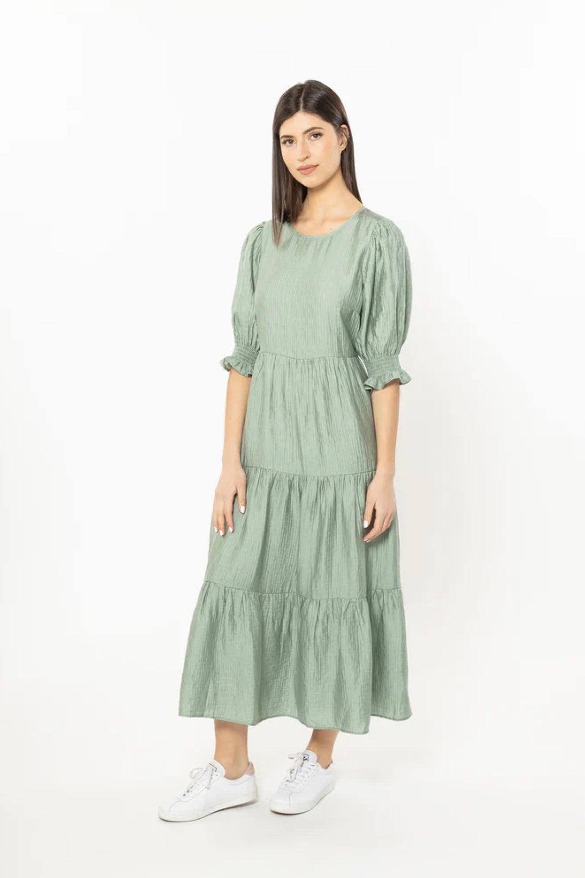 Mia Tiered Maxi Dress Sage Texture