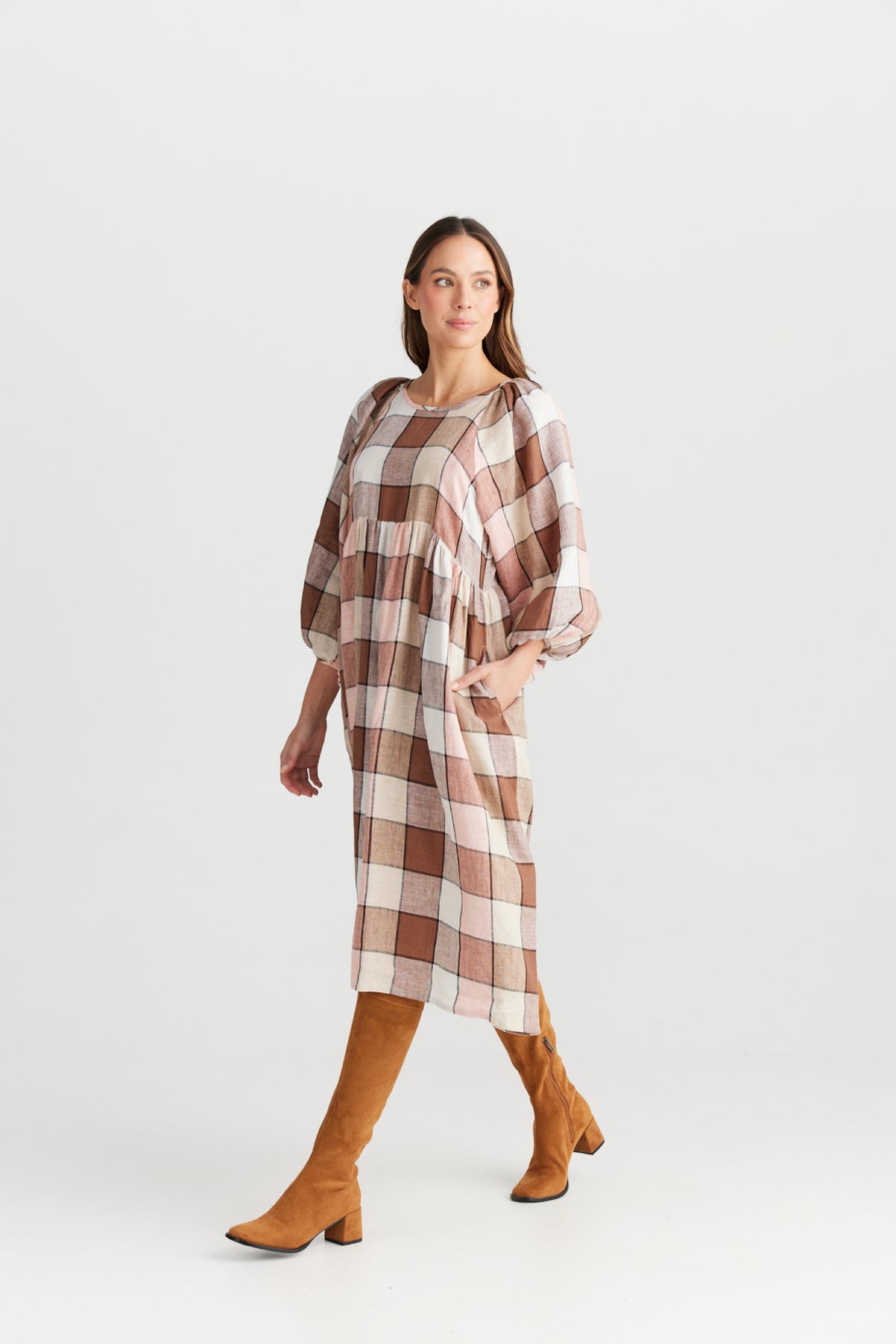 Angel Wing Dress Catalan Check