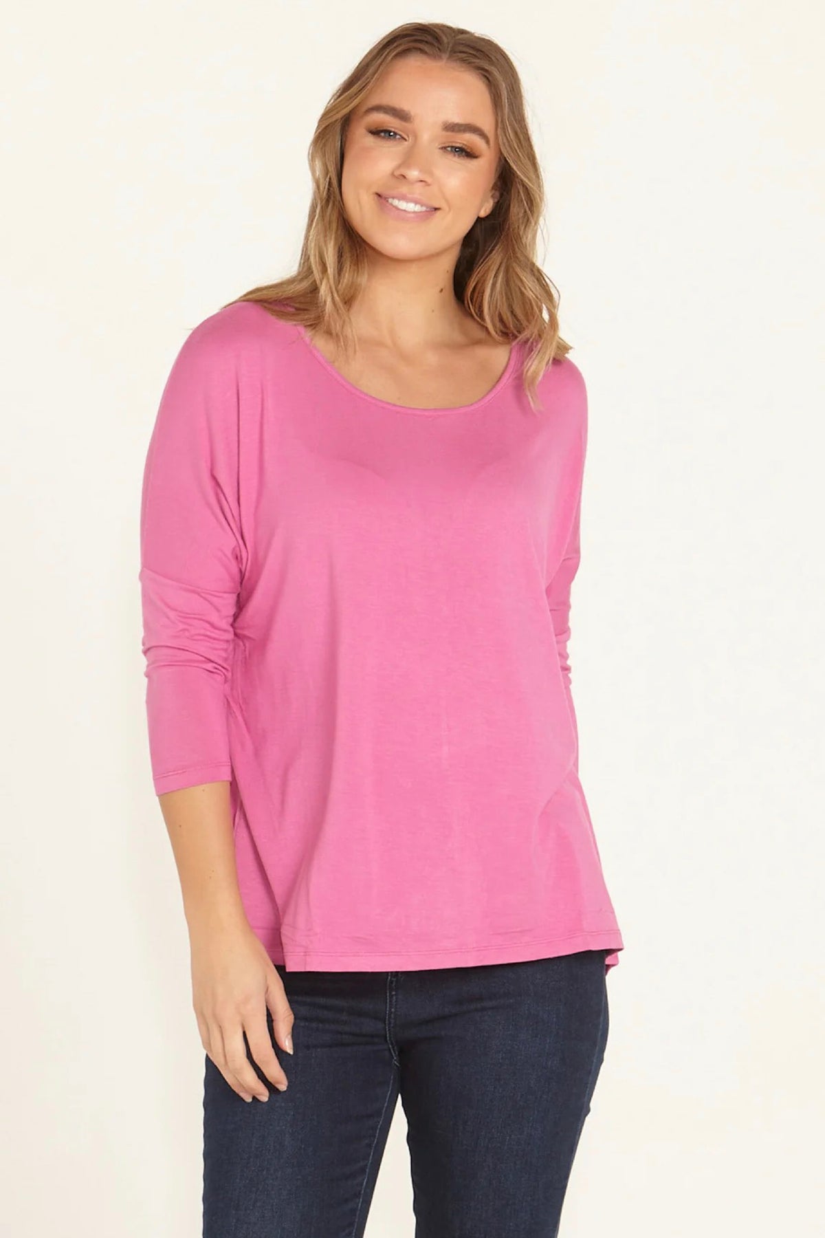 Milan 3/4 Sleeve Top Winter Pink