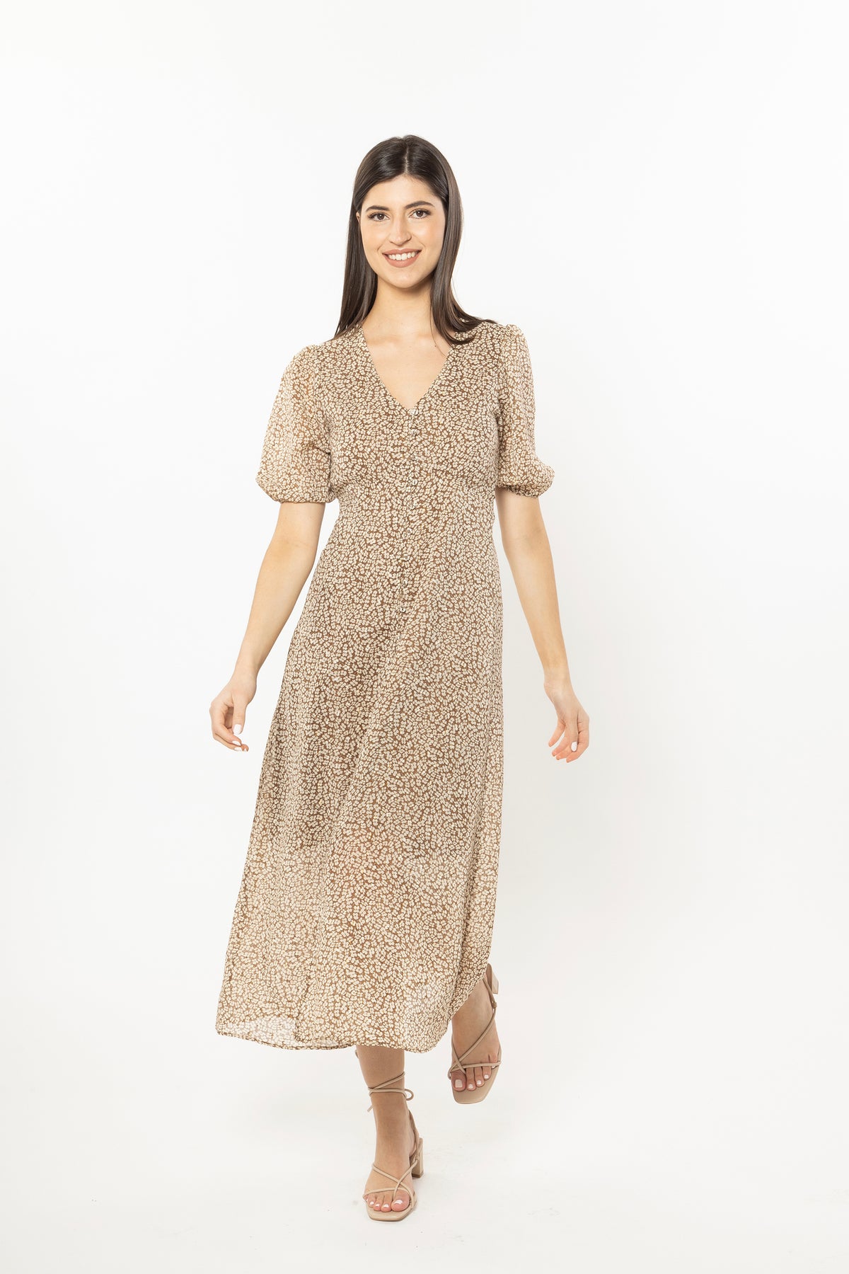 Cheerful Maxi Dress Brown Daisy