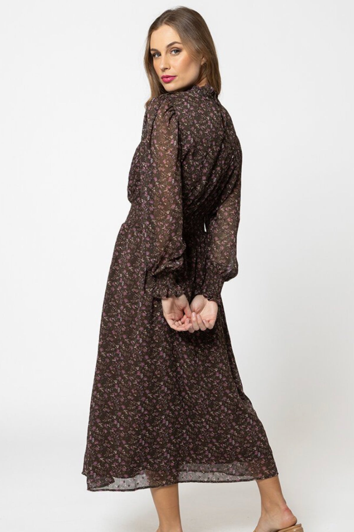 Adorable Midi Dress Chocolate Blossom