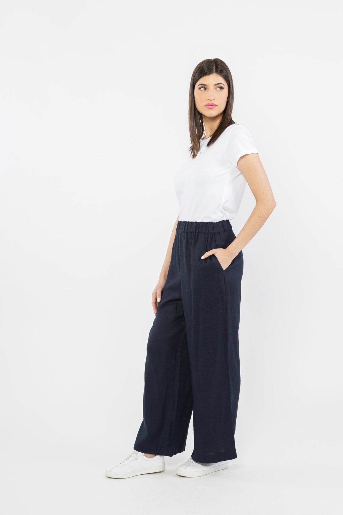 Curious Pant Navy Linen