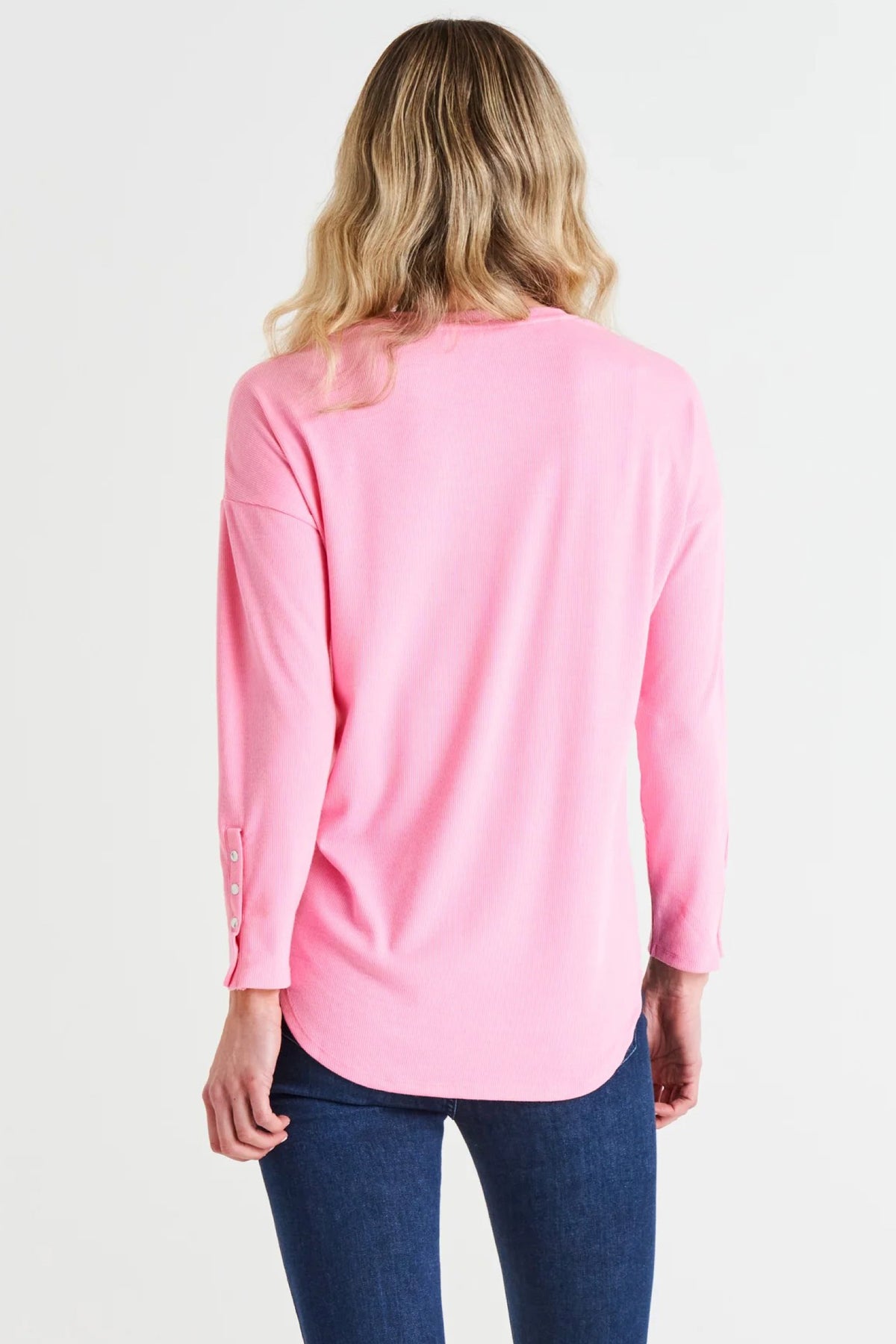 Malika Ribbed Long Sleeve Tee Candy Pink