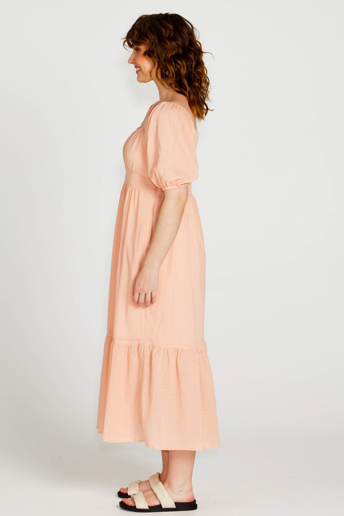 Violet Midi Dress Muted Peach