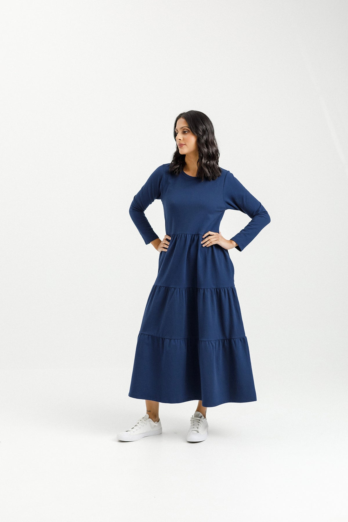 Long Sleeve Kendall Dress Indigo Blue