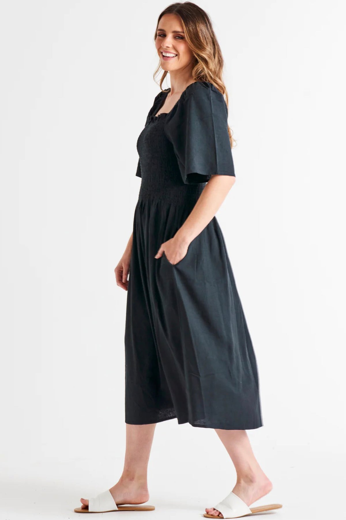 Ingrid Shoulder Dress Coal