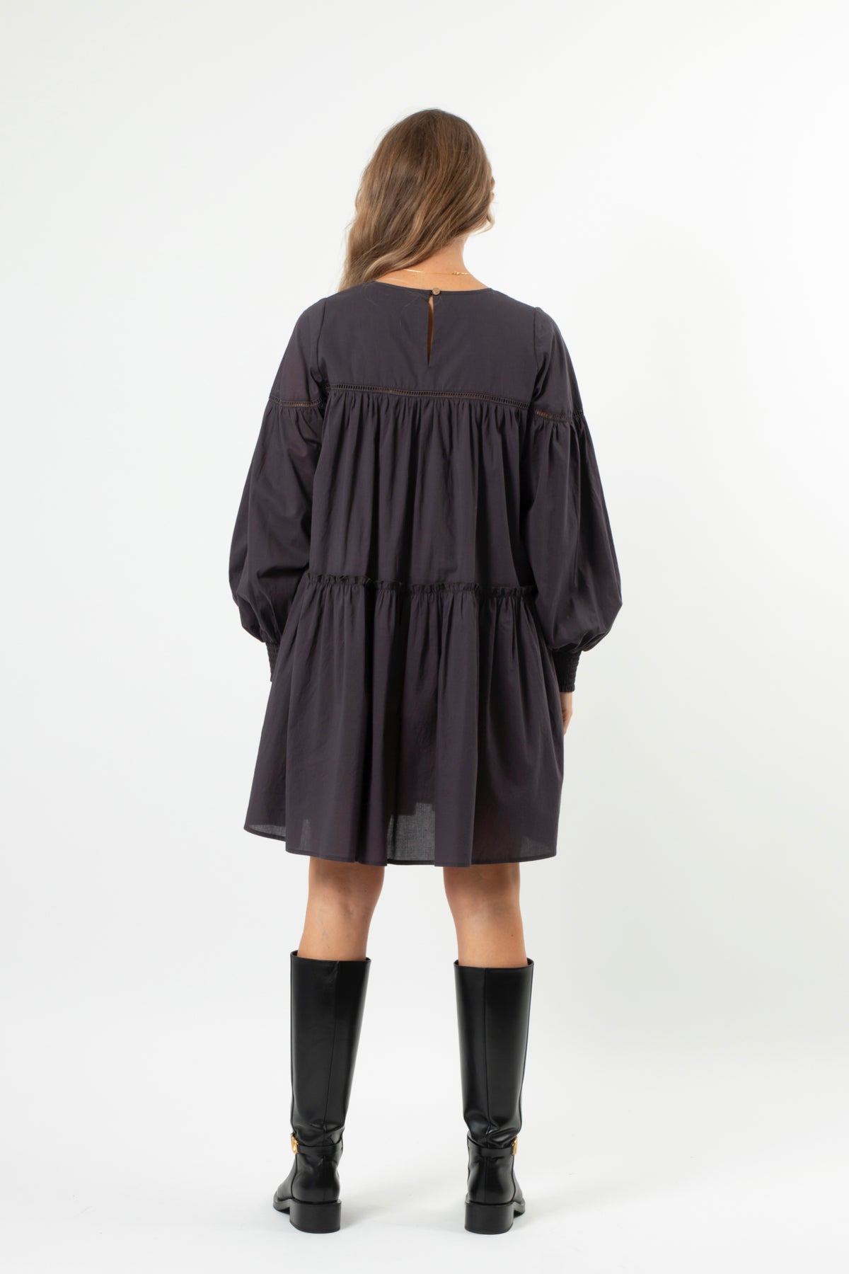 Maggie Dress Blue Charcoal