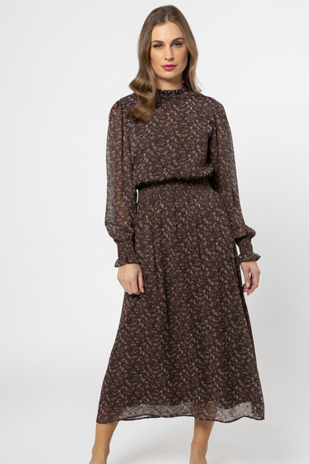 Adorable Midi Dress Chocolate Blossom