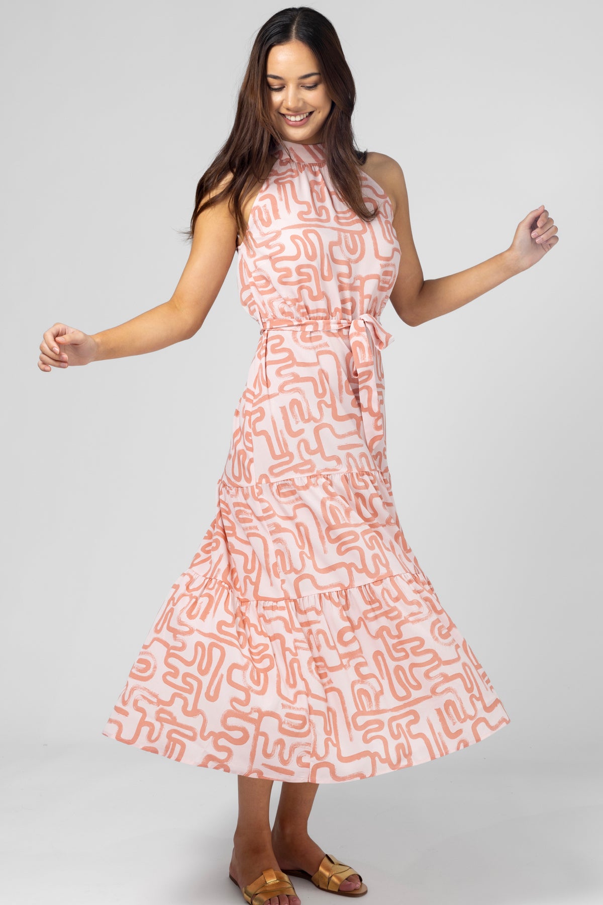 Henrietta Dress Blush Squiggle