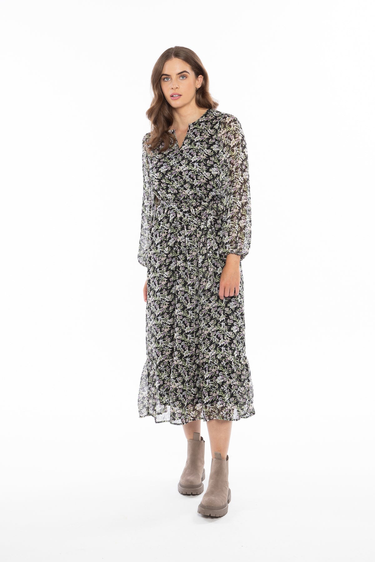 Perceptive Dress Long Sleeve Berry Sprig