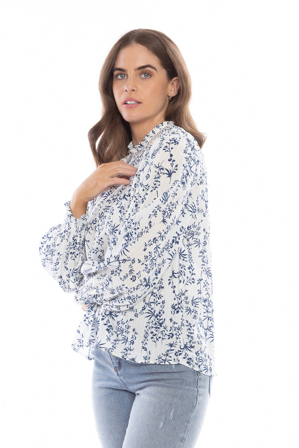 Delilah Top Blue Trellis