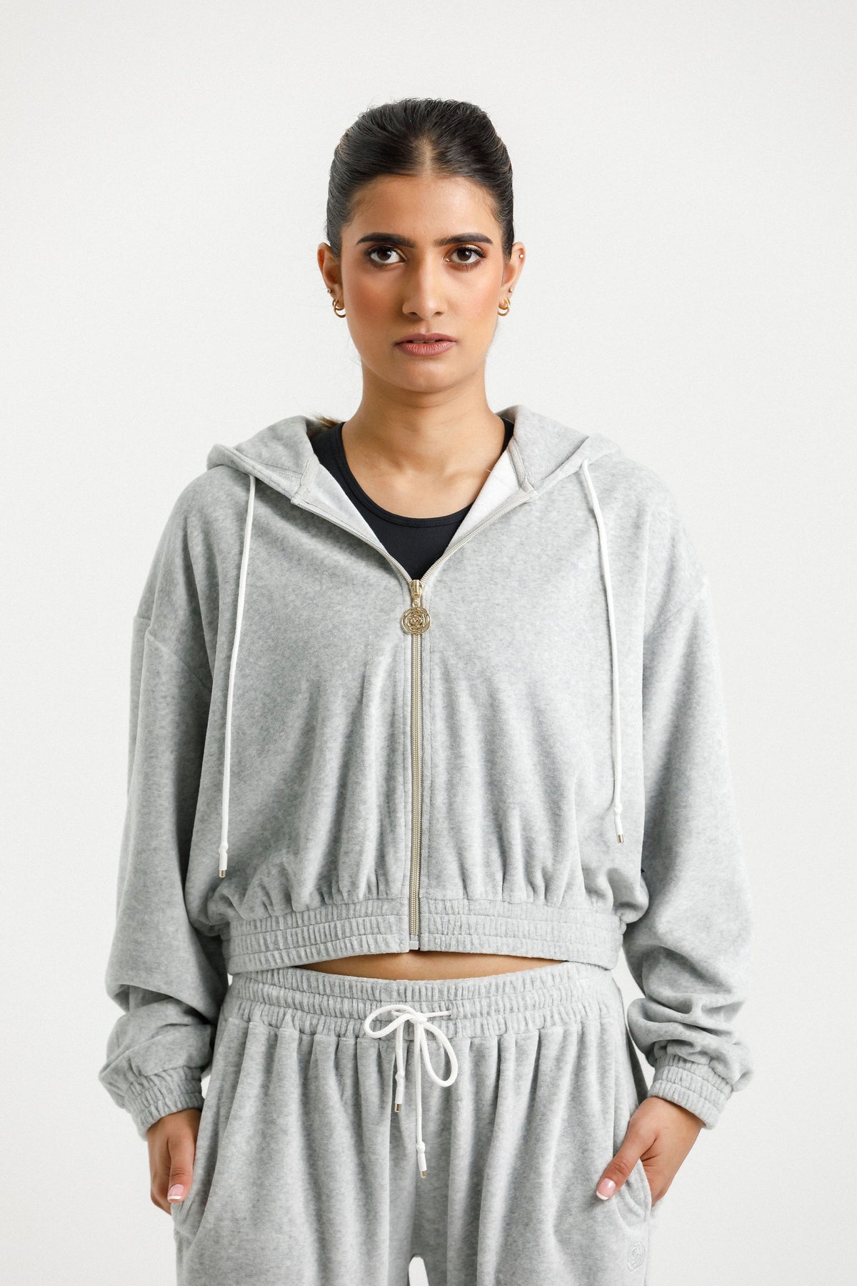 Emery Hoodie Stone Velour