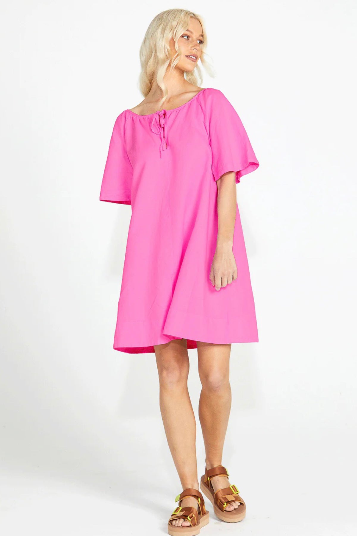 Aria Tie Back Mini Dress Pink