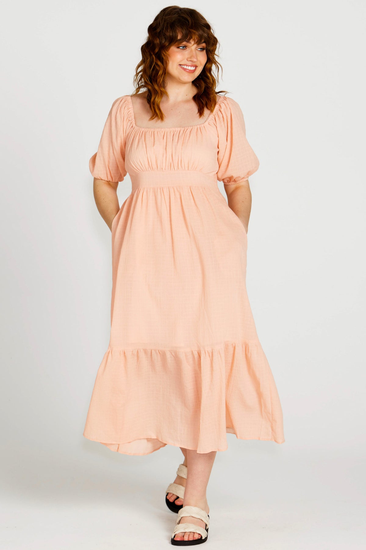 Violet Midi Dress Muted Peach