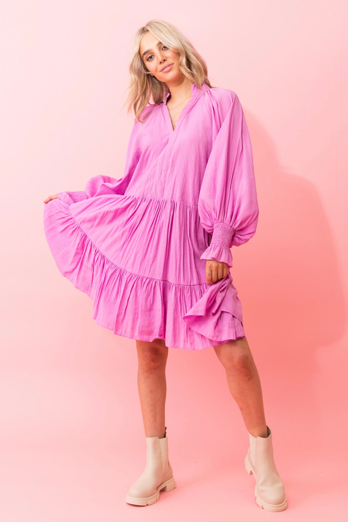 Alexia Floaty Dress Cotton Light Magenta