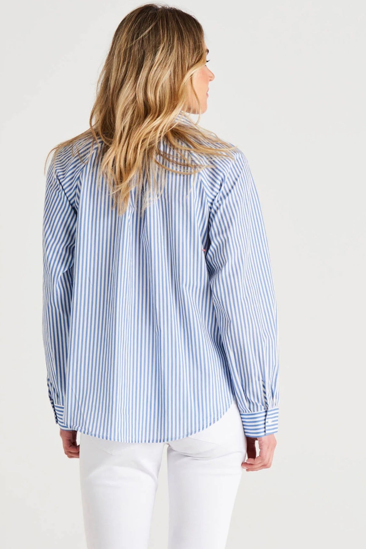 Jackie Cotton Blouse Iris Blue Stripe