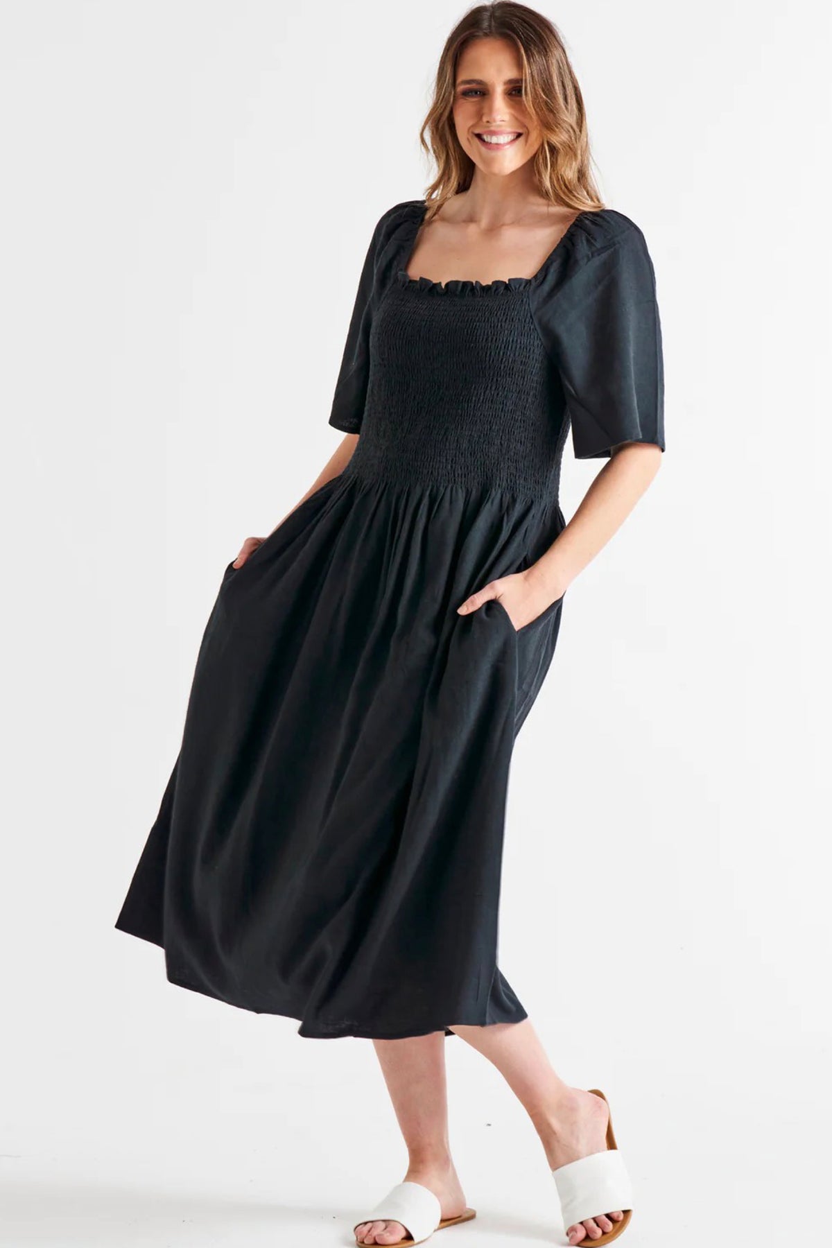 Ingrid Shoulder Dress Coal