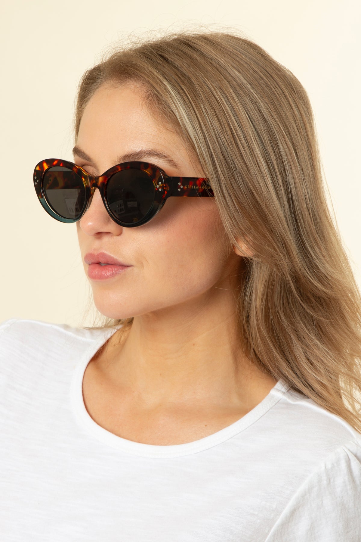 Ruby Navy Tort Sunglasses