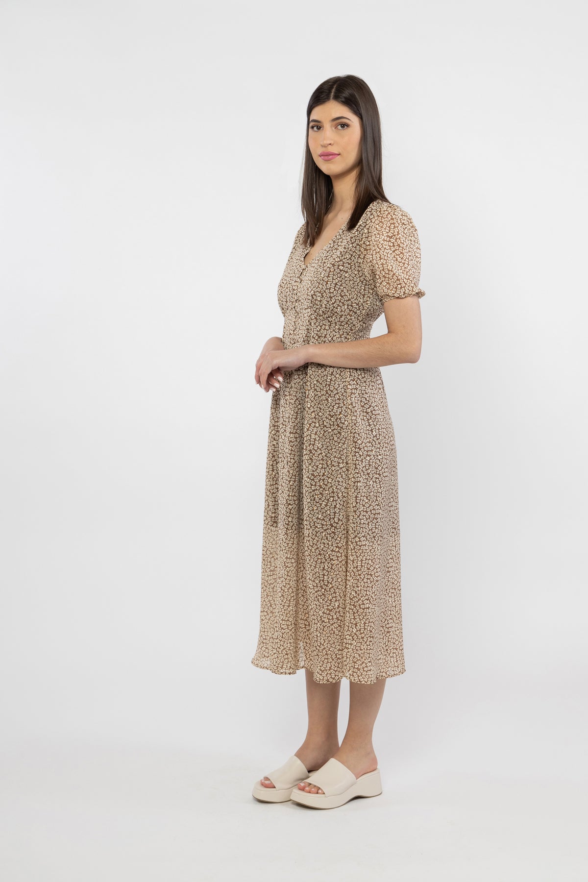 Cheerful Maxi Dress Brown Daisy