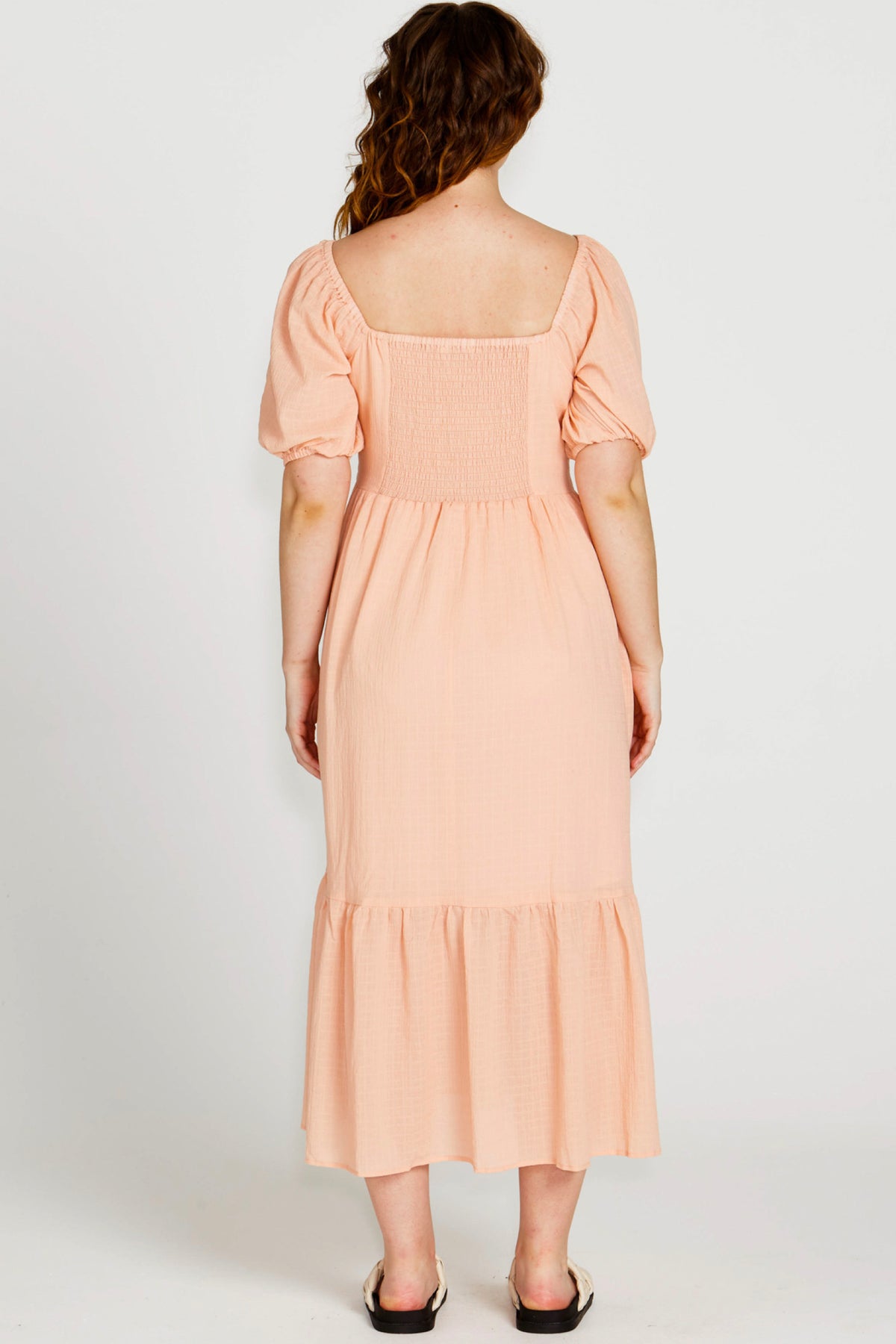 Violet Midi Dress Muted Peach