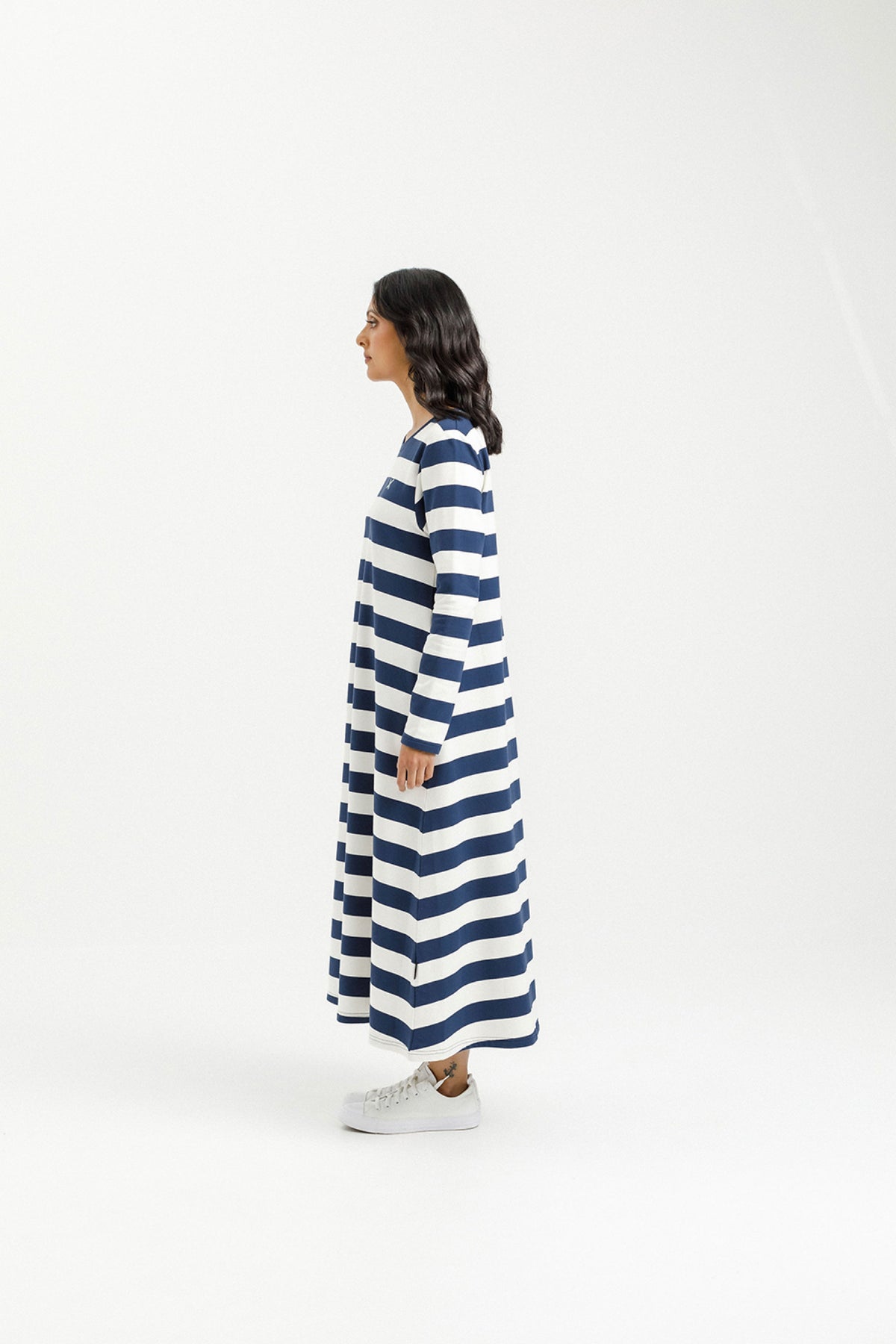 Kinsley Midi Dress Indigo Blue Stripe With Mini X