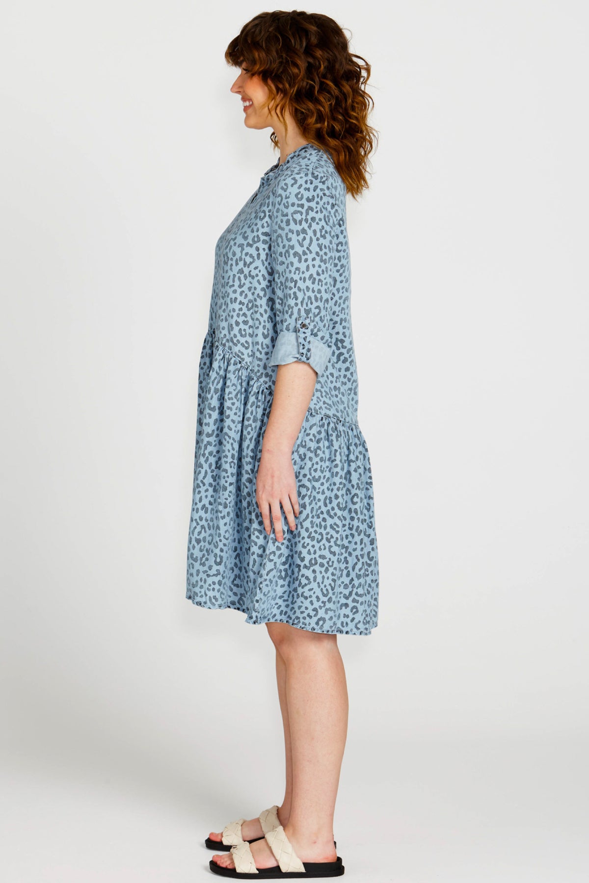 Zahlia Shirt Dress Denim Cheetah