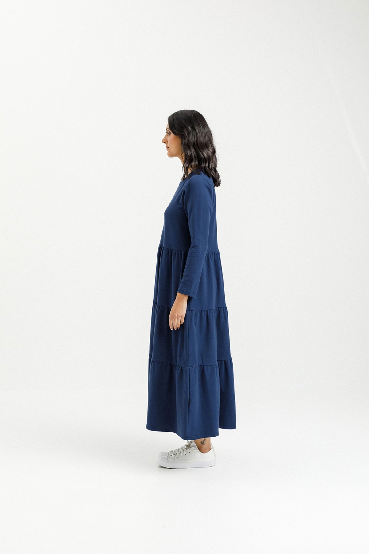 Long Sleeve Kendall Dress Indigo Blue