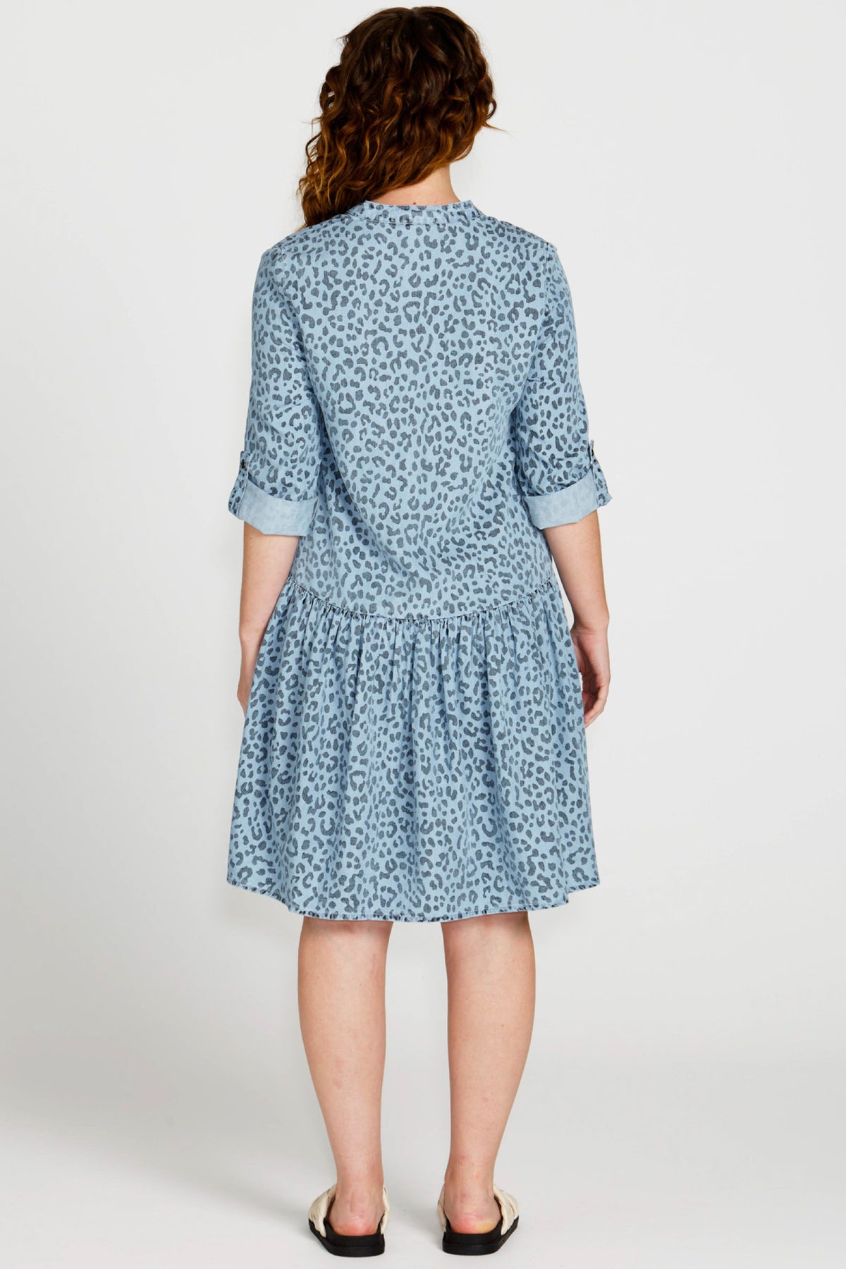 Zahlia Shirt Dress Denim Cheetah