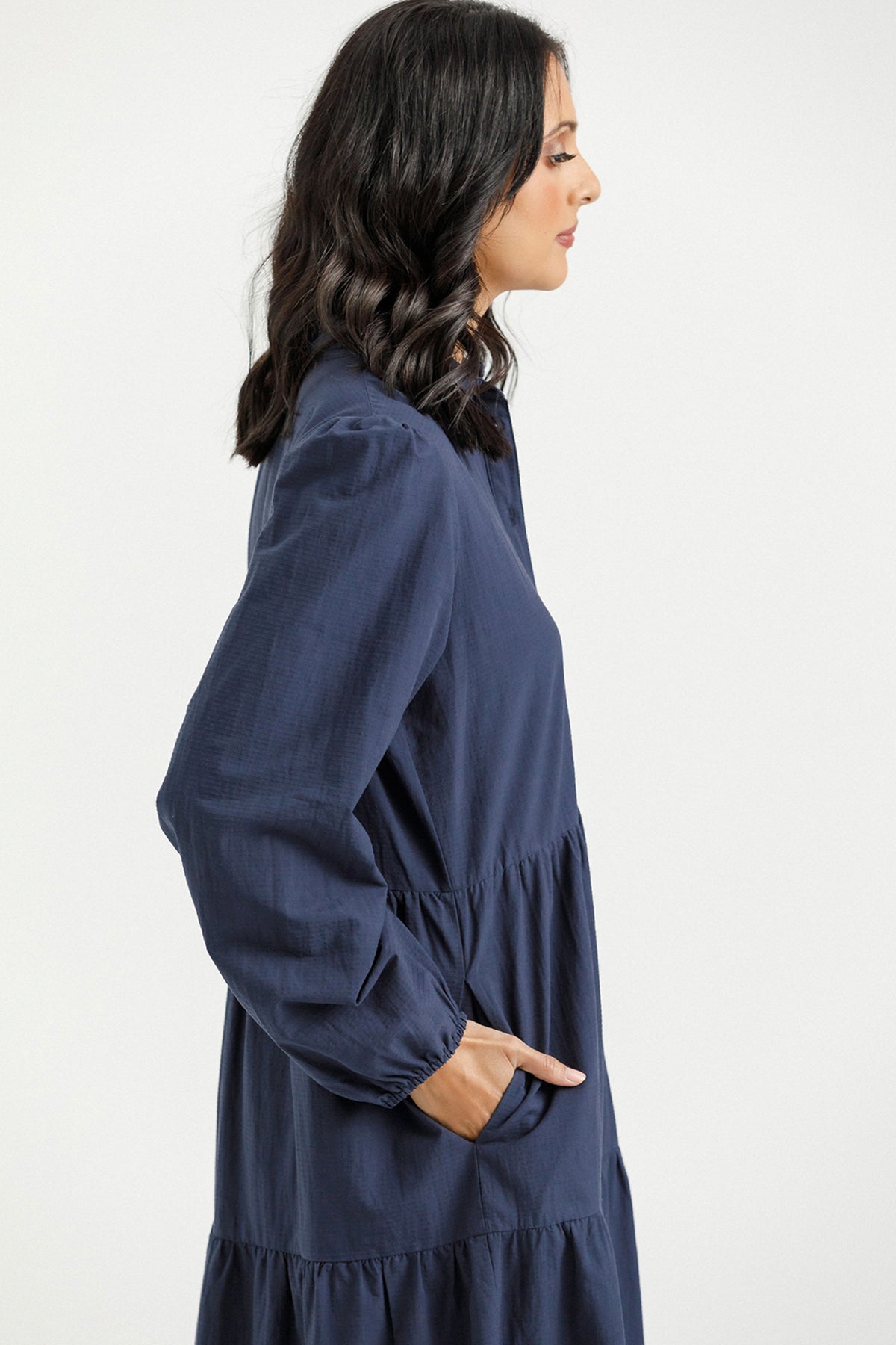 Long Sleeve Khloe Dress Indigo Blue