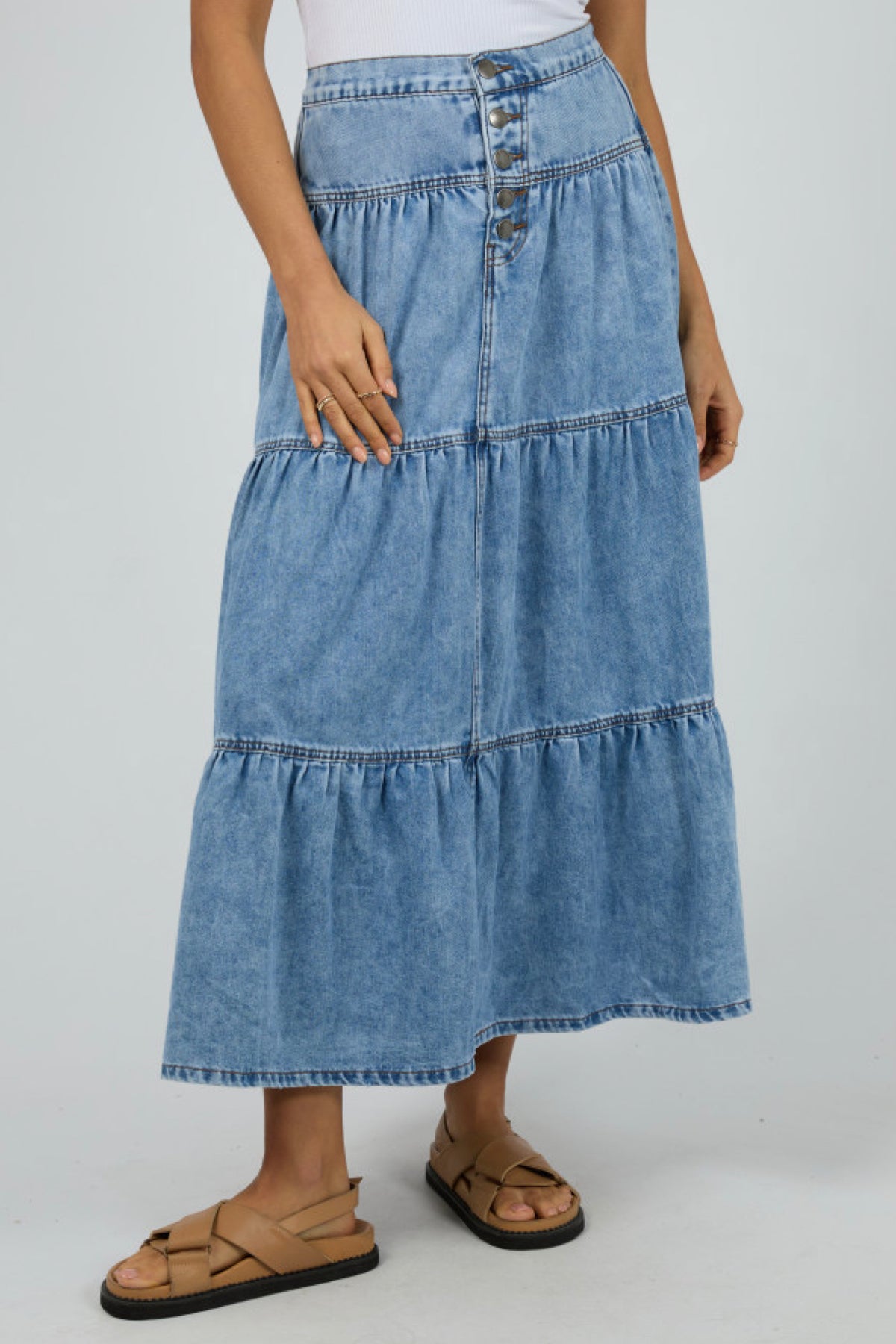 Coco Denim Maxi Skirt - Light Blue