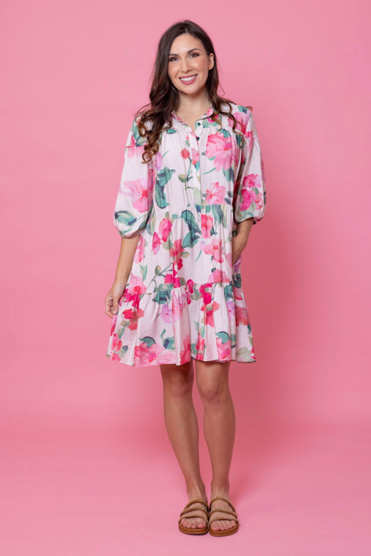 Miriam Shirt Dress Pink Floral