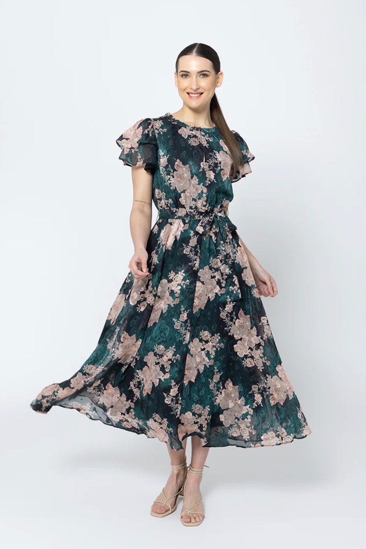 Coastal Maxi Dress Floral Rose