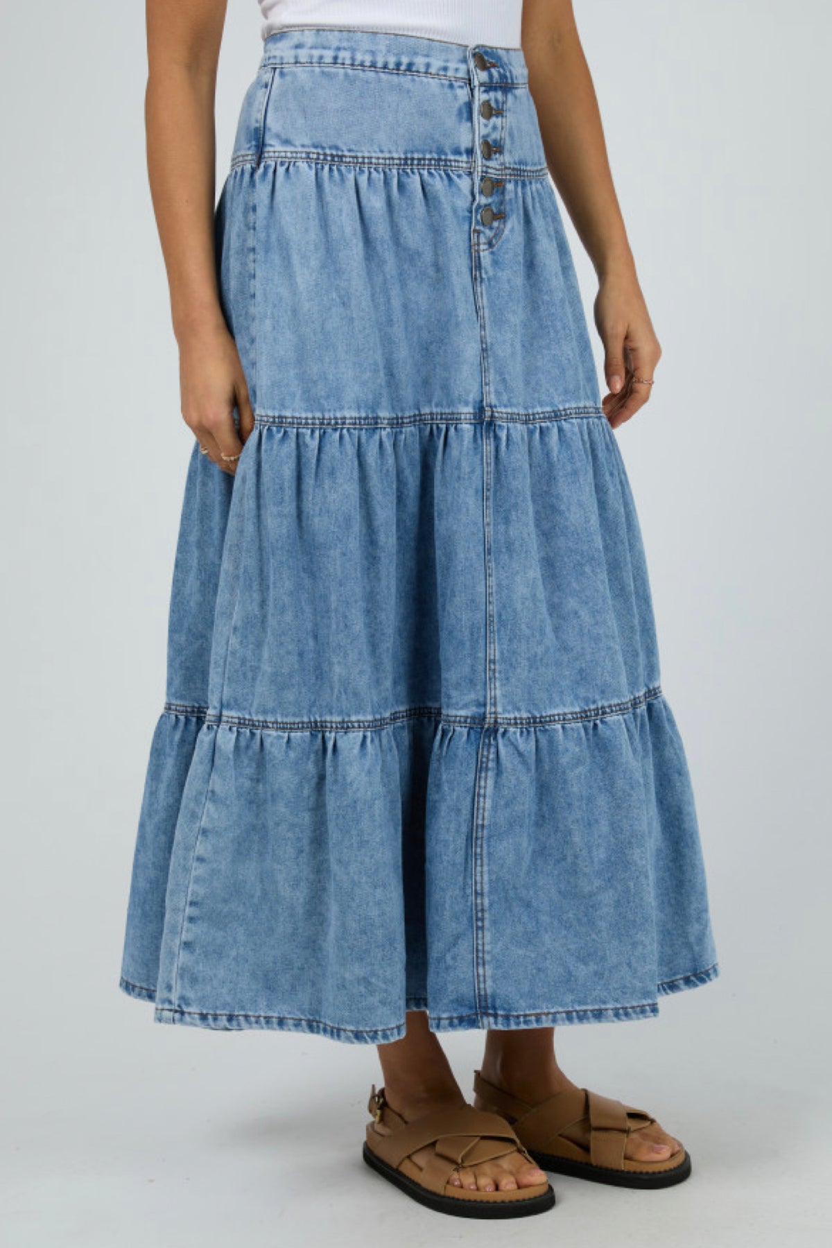 Coco Denim Maxi Skirt - Light Blue