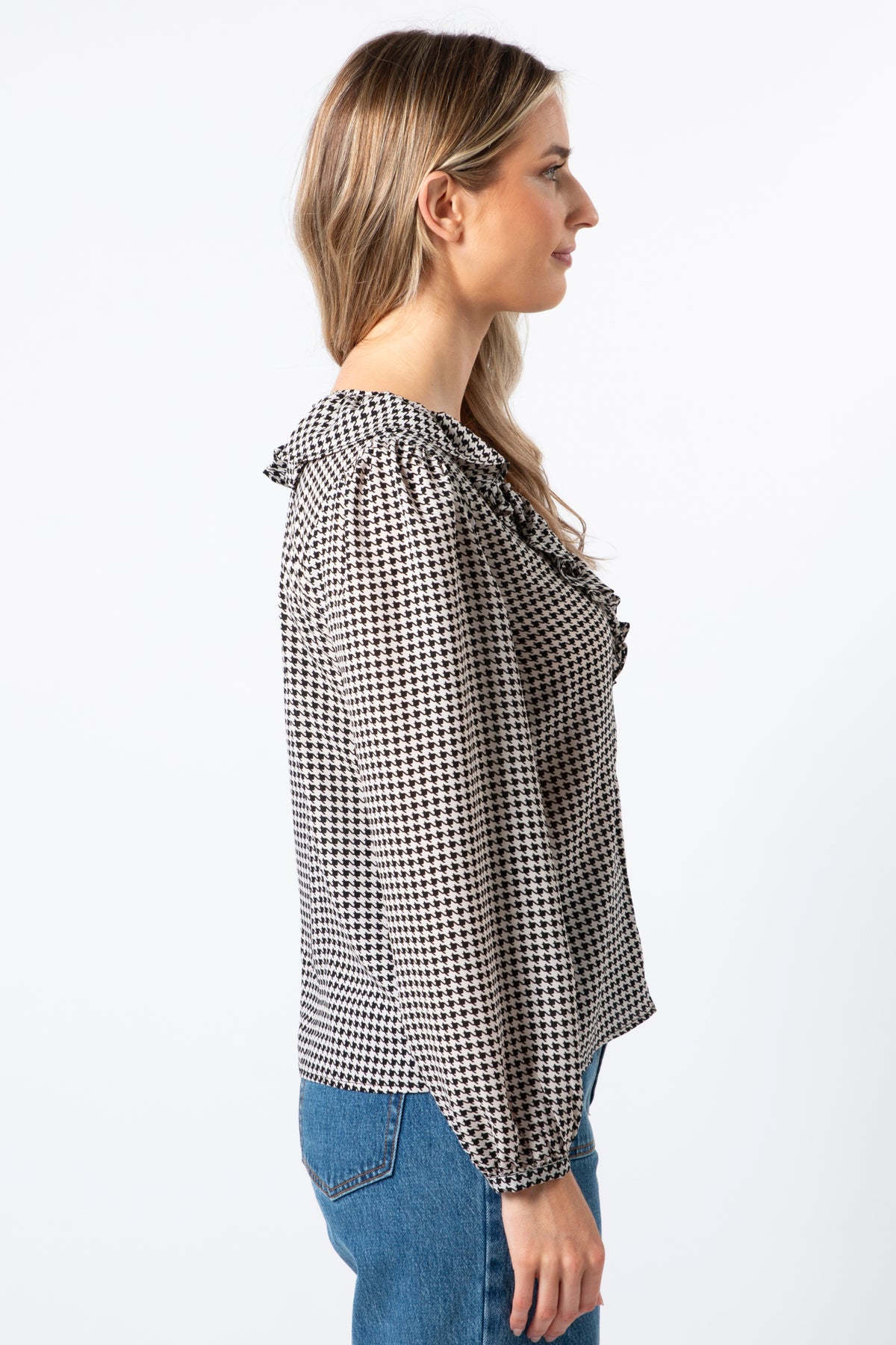 Keaton Blouse Houndstooth Black & White