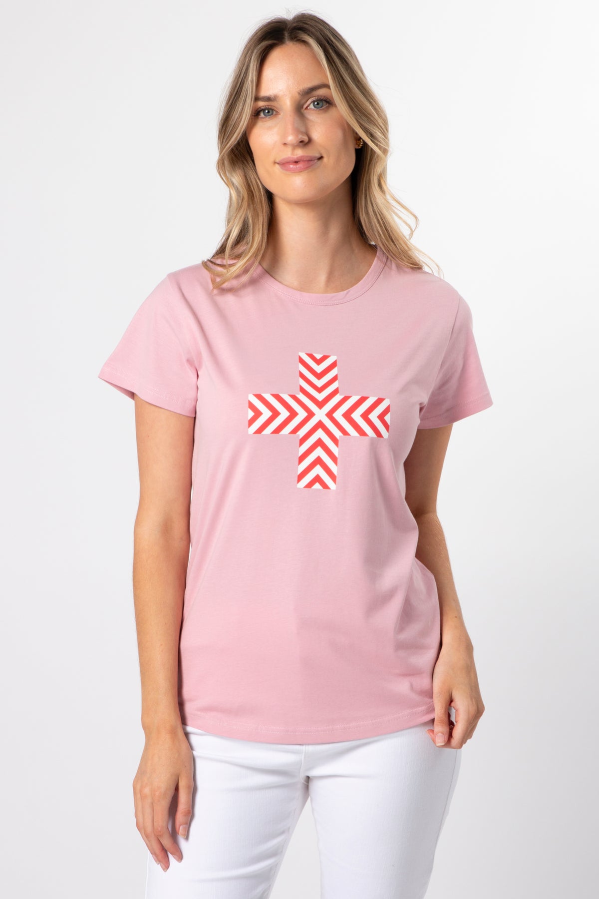 T-Shirt Blush Red Chevron