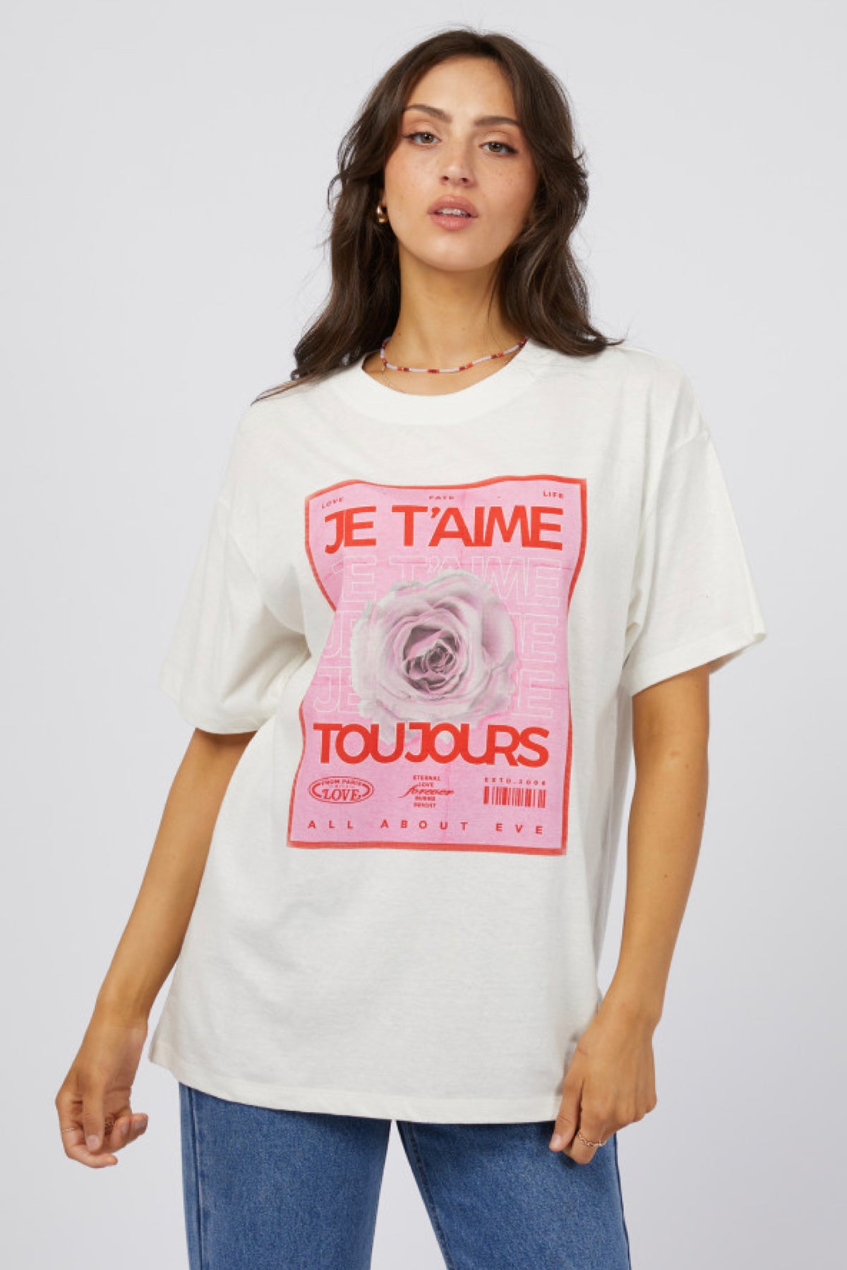 Je T'aime Oversized Tee Vintage White